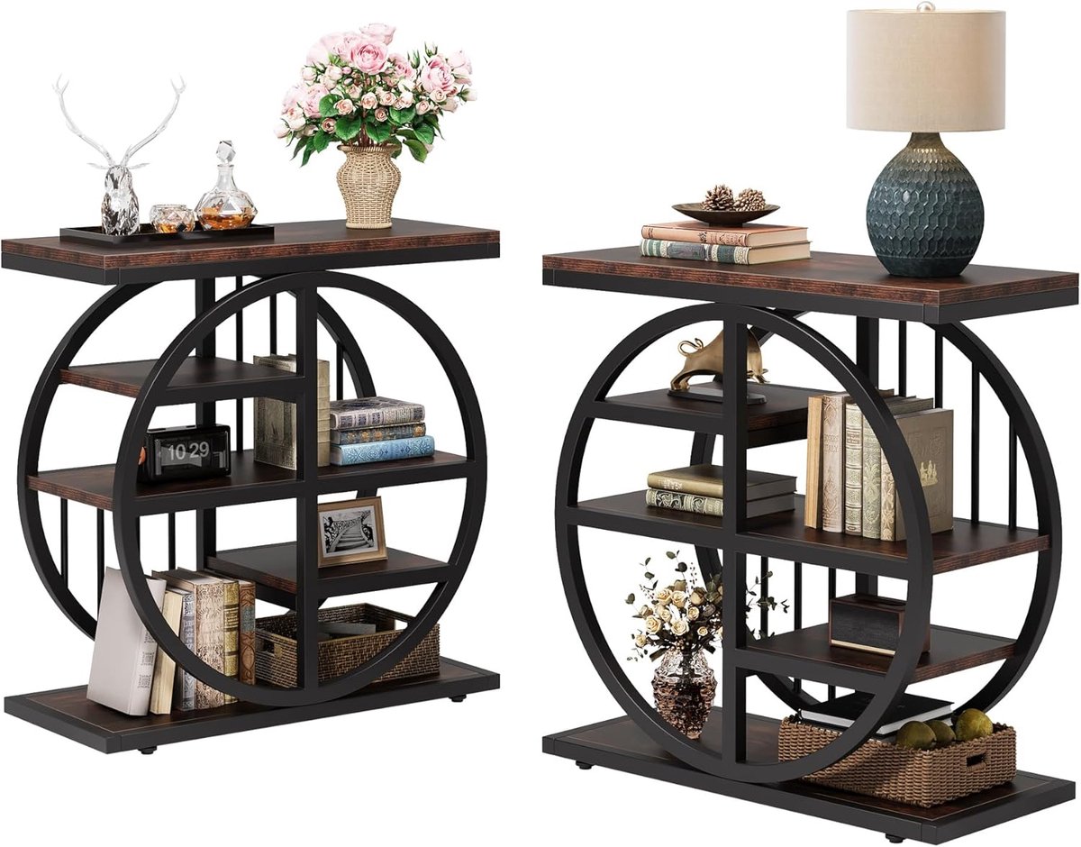 Tribesigns Bijzettafels- 60x30x67cm - Sidetable - Bijzettafels Van Hout En Metaal - Bruin(2 Stuks) Bruin (2 Stuks)