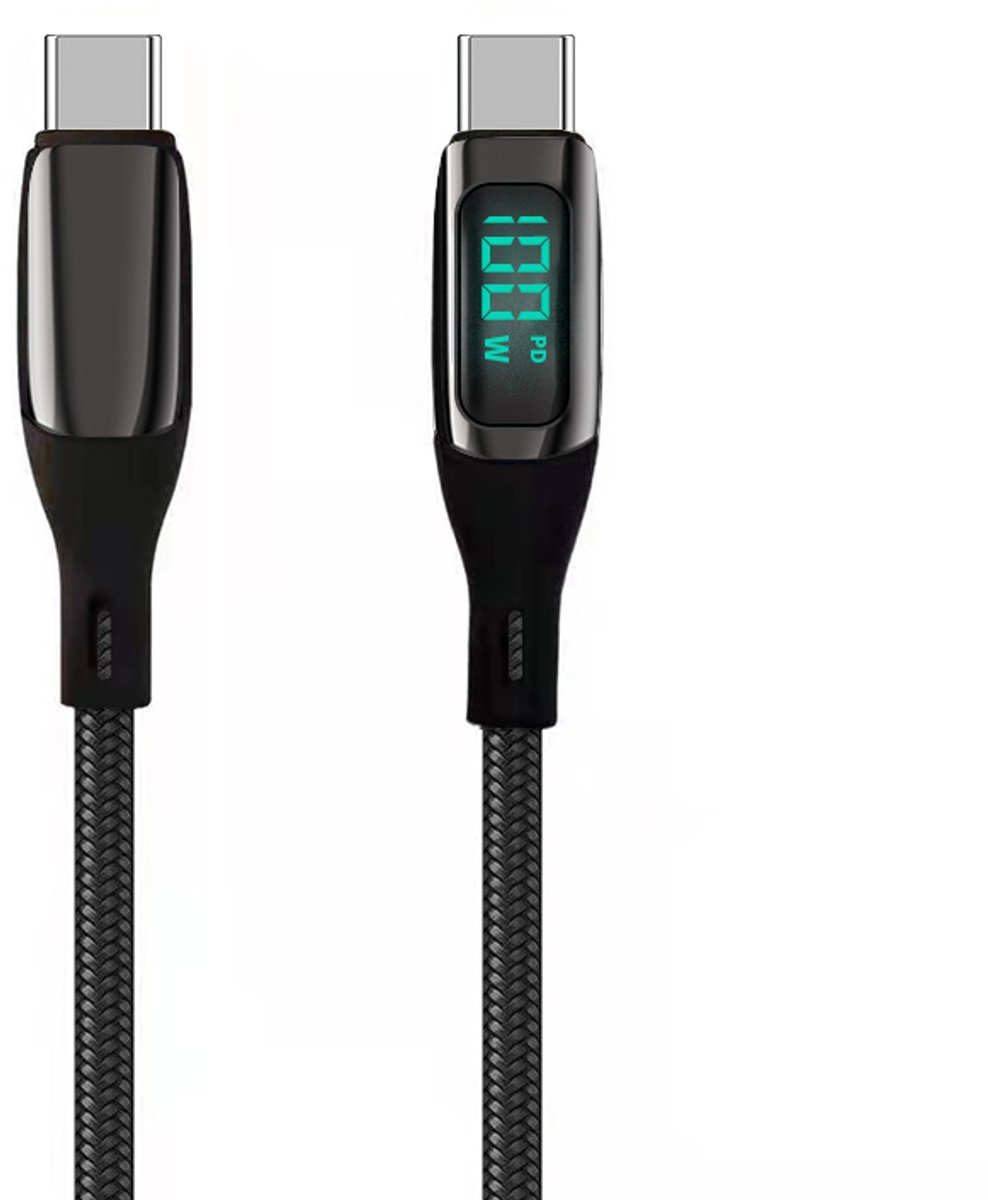 Image of 100W 5A LED Display Type-C naar Type-C Kabel 1,8M PD3.0 PPS QC4.0+ QC3.0 Snelladen Gegevensoverdracht Kabel