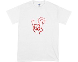 T Shirt Dames en Heren - Muziek Metal Rock - Tekst en Print - Wit - 3XL