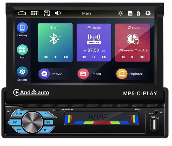 Hodozzy 1 Din Autoradio mit Carplay & Android Auto, 6,86 Zoll HD Touchscreen mit Freisprech-Bluetooth,Autoradio 1 Din Bildschirm Mirrrorlink,Sprachsteuerung,FM EQ SWC AUX/TF-Card/USB Rückfahrkamera