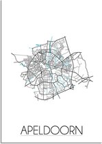 DesignClaud Plattegrond Apeldoorn Stadskaart poster Wanddecoratie - Wit - A2 + fotolijst wit (42x59,4cm)