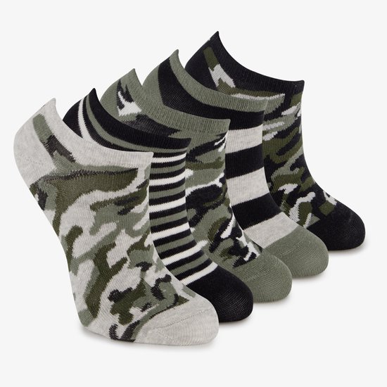 5 paires de chaussettes baskets enfant vertes noires - Taille 35