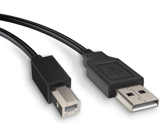Câble USB 2.0 A vers B noir, double connecteur.