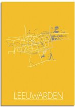 DesignClaud Plattegrond Leeuwarden Stadskaart poster Wanddecoratie - Geel - A2 poster (42x59,4cm)