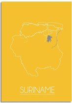 DesignClaud Suriname Plattegrond poster Geel A4 poster (21x29,7cm)