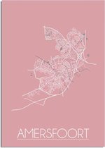 DesignClaud Plattegrond Amersfoort Stadskaart Poster Wanddecoratie - Roze - A4 + fotolijst wit (21x29,7cm)