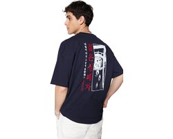 Trendyol Grijs Oversized/Wijd Gesneden 100% Katoenen Anime Bedrukt T-Shirt Tmnss23Ts00156