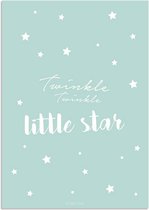 DesignClaud Twinkle Twinkle Little Star - Mint A3 + Fotolijst wit