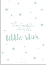 DesignClaud Twinkle Twinkle Little Star - Wit en Mint A3 + Fotolijst wit