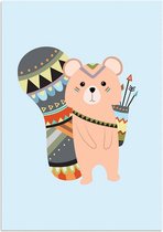DesignClaud Beertje - Indianen stijl - Tribal A2 + Fotolijst wit