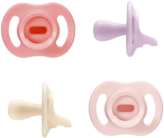 Tommee Tippee Ultra-light StayPut fopspeen - 0-6 maanden - set van 4 - silicone fopspeen uit één stuk -Roze