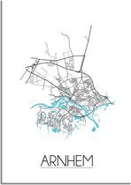 DesignClaud Plattegrond Arnhem Stadskaart Poster Wanddecoratie - Wit - A3 poster (29,7x42cm)