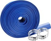 PoolyPoly Tuinslang 15 Meter 38 Mm Afvoer Pomp Flexibel PVC De Platte Slang 15 M / 38 Mm, Zwembadslang Met 2 Afvoerslang Waterpomp Drainage