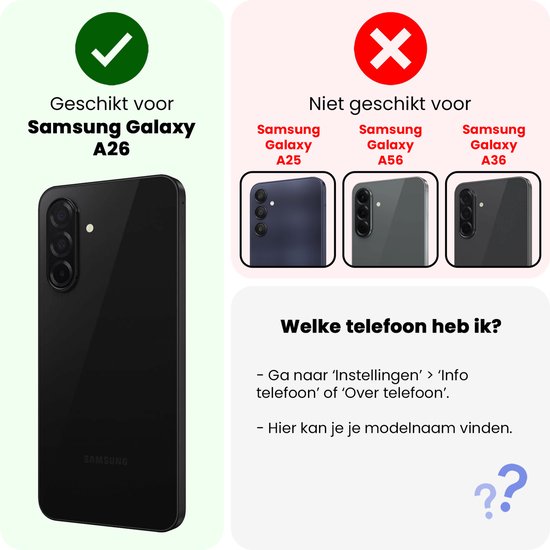Hoesje Geschikt voor Samsung Galaxy A26 - Met Koord - Shock Proof - Siliconen Case - Back Cover - Telefoonkoord - Telefoon Hoes Shockproof - Telefoonketting - Transparant
