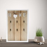 Sleutelrek van hout - vintage wandsleutelkast - 6 haken - 20 x 30 cm