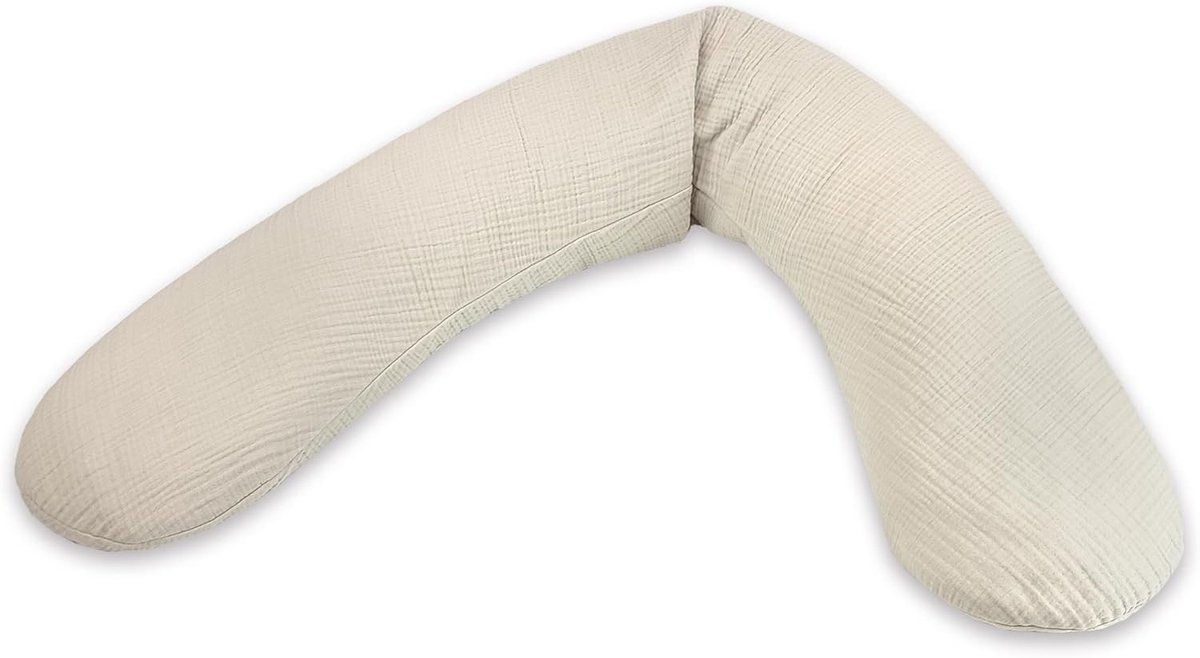 Vervangende hoes zwangerschaps- en voedingskussen - 190 cm - zandbeige - 100% katoen