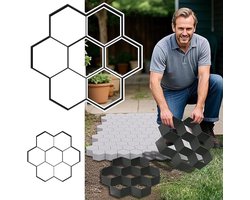 NAIZY 2 stuks DIY betonmal 29x28cm bekisting mal 7 roosters zeshoekige bloem mal loopbrug gieten mal beton sjabloon bestrating sjabloon kunststof, voor stapstenen tuin gazon paden