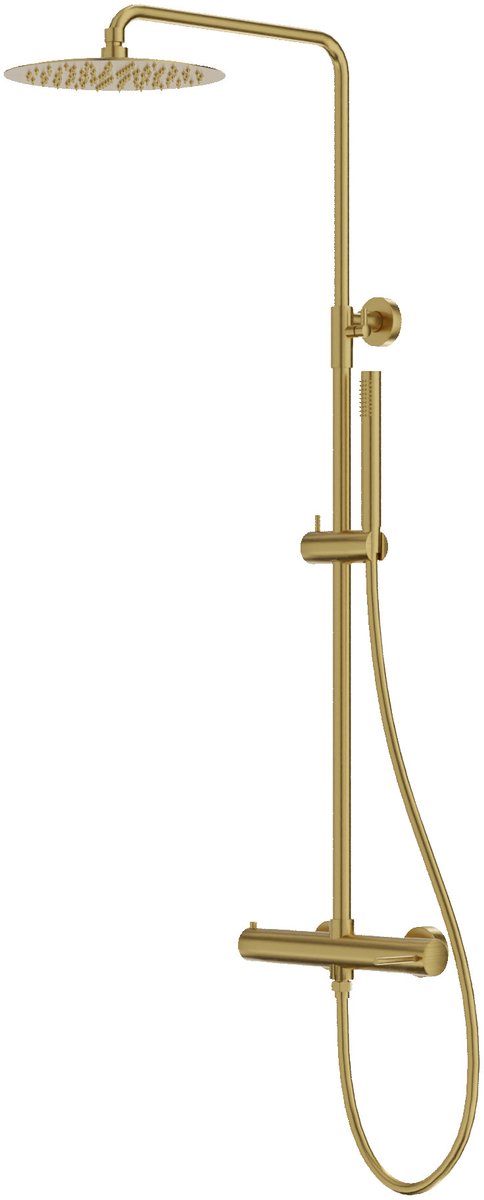 LAVITA® Glijstang Doucheset met Handdouche en Regendouche ORION – Gouden - Keramische Cartouche, ééngreeps, Waterbesparend - Hoofddouche - Douchecombinatie voor extra hygiëne en comfort