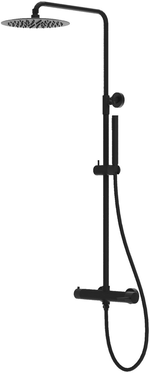 LAVITA® Glijstang Doucheset met Handdouche en Regendouche ORION – Zwart - Keramische Cartouche, ééngreeps, Waterbesparend - Hoofddouche - Douchecombinatie voor extra hygiëne en comfort