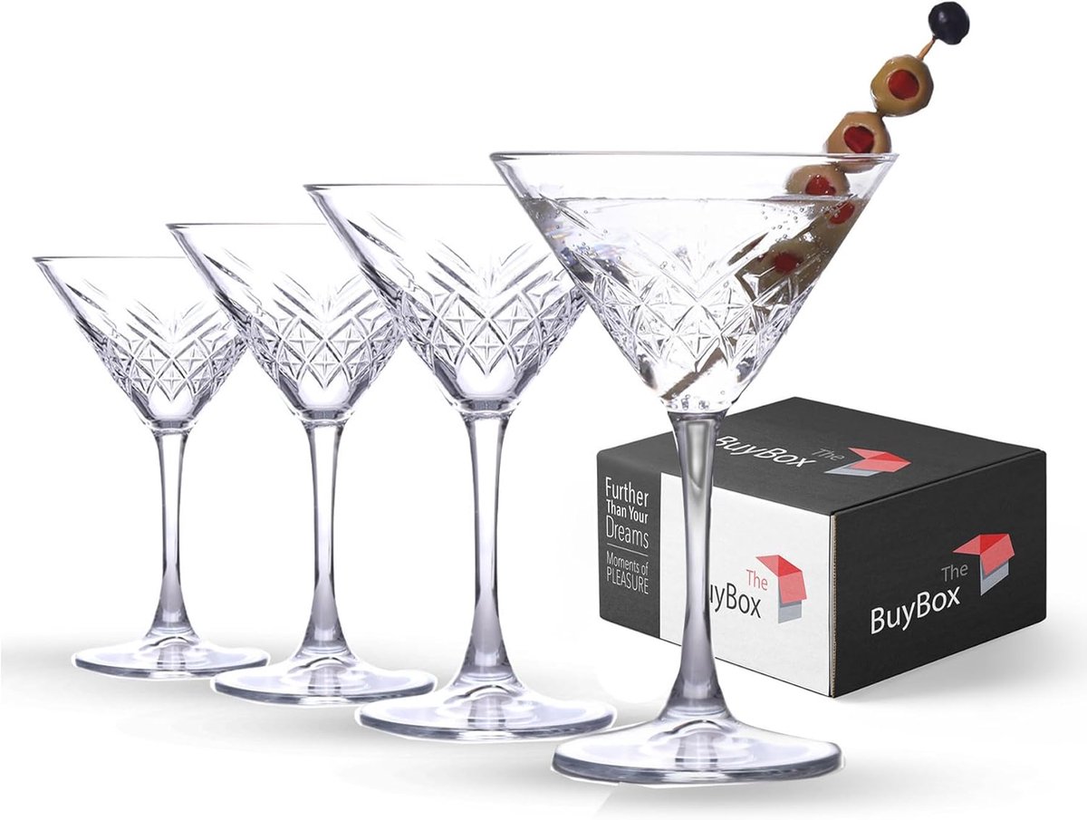 Set van 4 Vintage Cocktailglazen - Perfect voor Martini, Champagne en meer