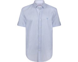 Felix Hardy Overhemd - Gestreept - Poplin Katoen Linnen - Korte Mouw Heren Blauw - M
