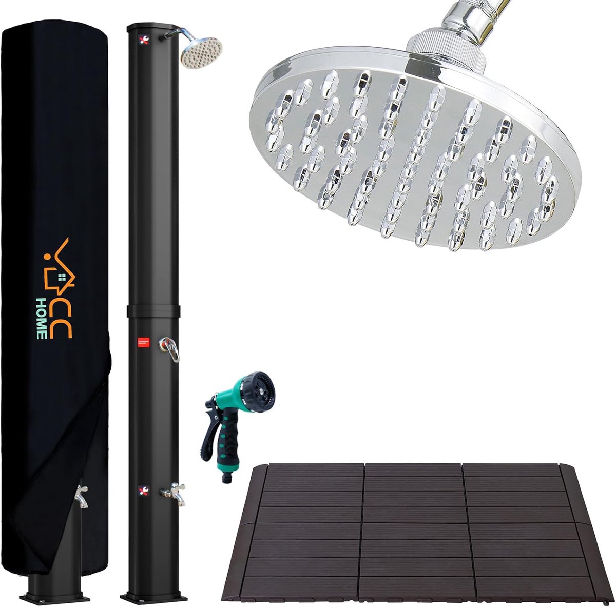 CCLIFE zonne-douche met plastic basis en handdouche 35L zonne-tuin douche zwembad douche regendouche buitendouche tuin douche warm water