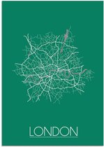 DesignClaud London Plattegrond poster Groen A4 + Fotolijst zwart