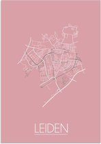 DesignClaud Leiden Plattegrond poster Roze B2 poster (50x70cm)