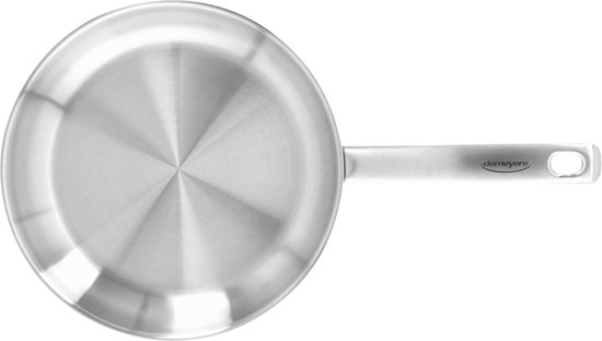 Poêle à frire en acier inoxydable Demeyere Bistro 3 – 24 cm Poêle à frire en acier inoxydable – Plat à rôtir adapté à toutes les sources de chaleur, y compris l'induction – Durable – Entièrement sans PFAS – PFOA – et PTFE