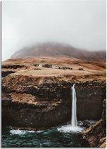 DesignClaud Far??er eilanden poster - Waterval - Natuur A4 + fotolijst zwart