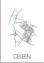 DesignClaud Geleen Plattegrond poster A4 + Fotolijst wit (21x29,7cm)