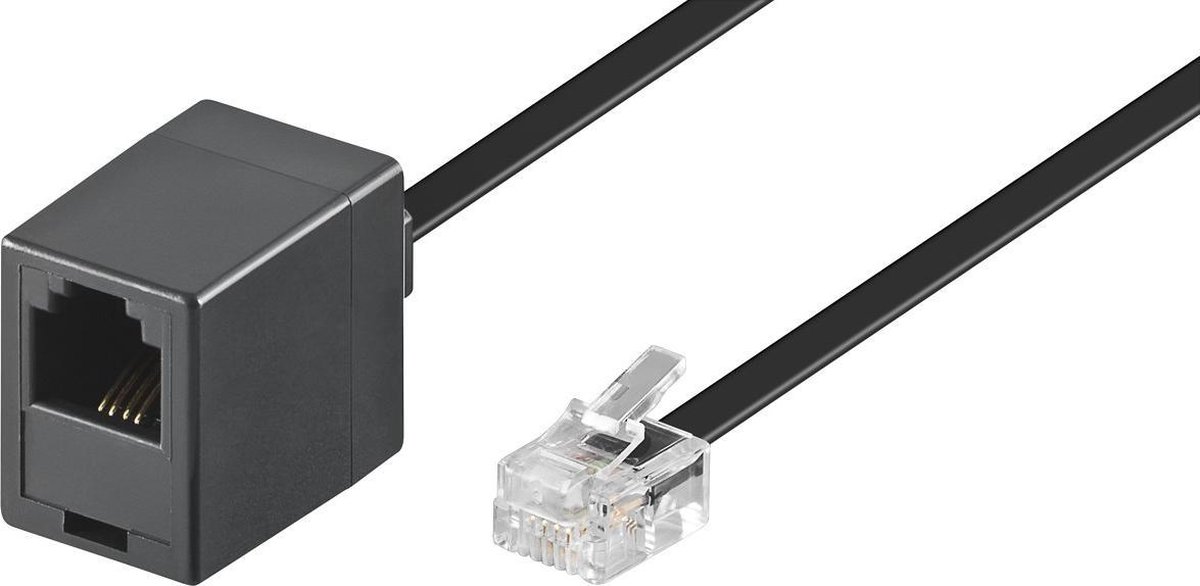 RJ11 - RJ11 telefoon verlengkabel / zwart - 10 meter