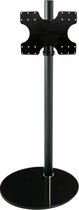 Cavus Sphere L 120 cm Design Tv Vloerstandaard - Hoogglans Zwart Glas & Trendy zwart staal - Tv meubel geschikt voor 32-65 inch tot 30 kg - VESA 400x300 400x200 300x300 300x200 200
