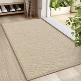 Tapis D'entrée Intérieur 90x150 Cm - Paillasson Antidérapant Et Absorbant - Marron - Lavable, Profil Bas - Pour Porte, Couloir, Cuisine