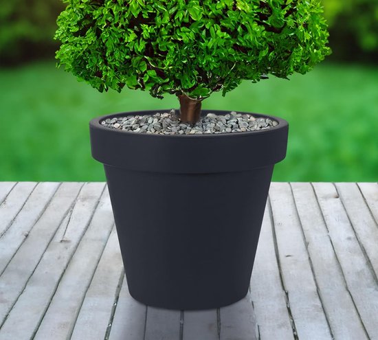 Spetebo XXL Blumenkübel aus Kunststoff in anthrazit - 58 cm
