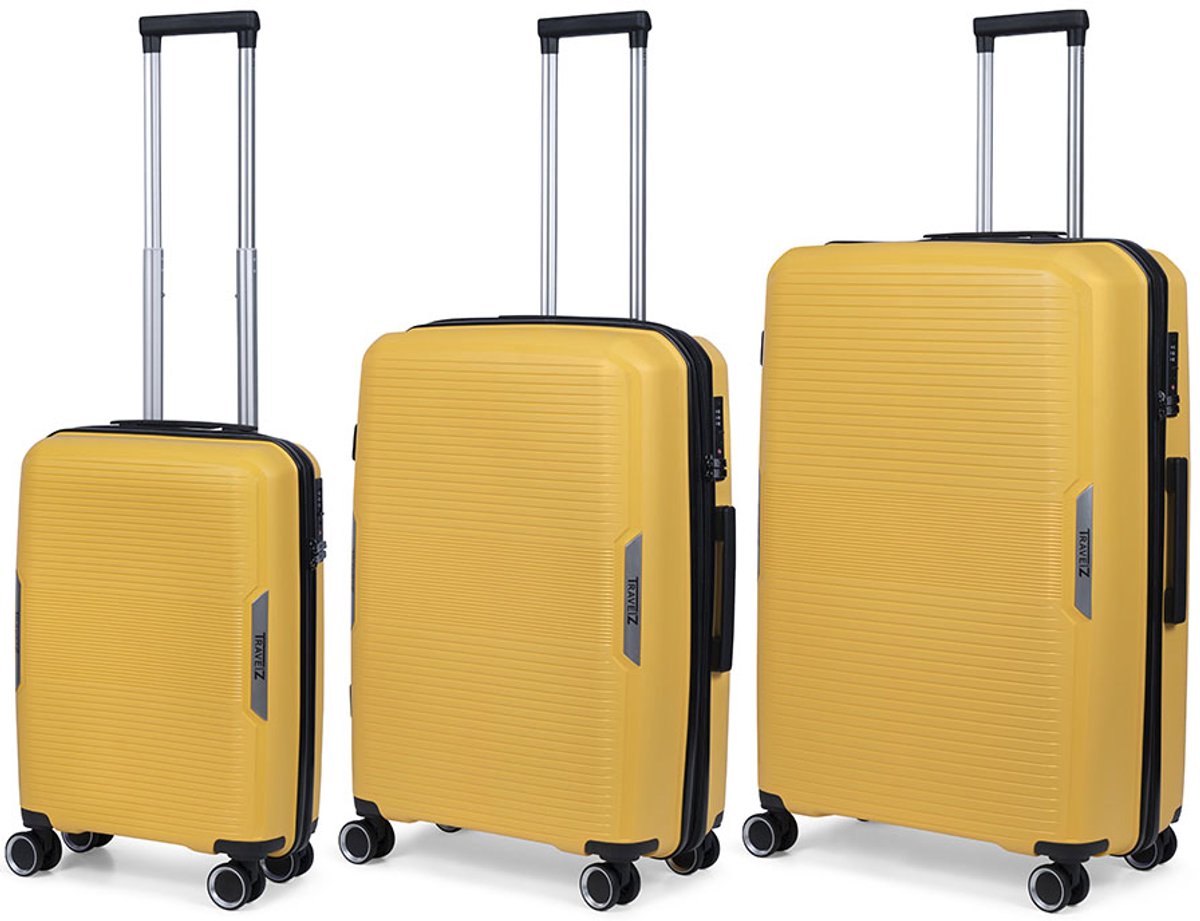 TravelZ Swinger Kofferset 3-delig- Lichtgewicht koffers met TSA-slot - Geel