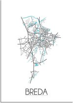 DesignClaud Plattegrond Breda Stadskaart poster Wanddecoratie - Wit - A4 poster (21x29,7cm)