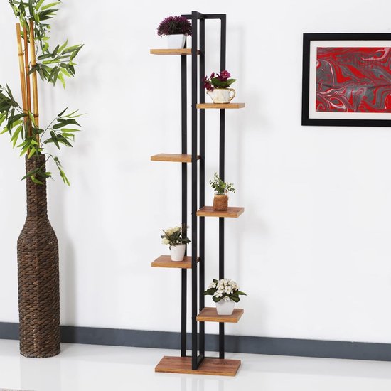 MYMULIKE Plantenstandaard voor binnen, 5 niveaus, van metaal, plantenrek voor meerdere planten, plantenmeubels en plantenrek, woonkamer en slaapkamer