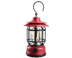 NormadicLife® - Camping Lamp - Camping verlichting - Tent Lamp - Outdoor - LED Lamp - Kamperen - Noodpakket - Buiten Lantaarn - Hanglamp - Oplaadbaar - Rood