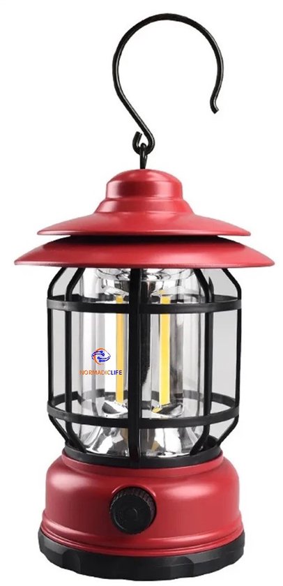 NormadicLife® - Camping Lantaarn - Tent Lamp - Outdoor - LED Lamp - Noodpakket - Buiten Lantaarn - Ophangbaar - Oplaadbaar - Rood