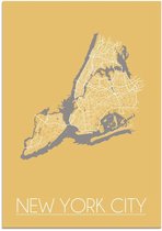 DesignClaud New York City Plattegrond poster Geel A4 poster (21x29,7cm)