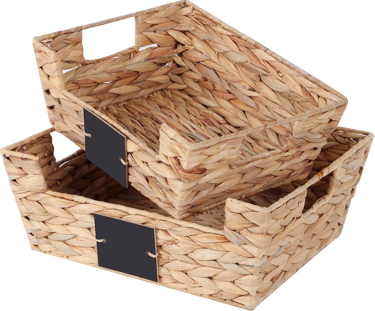 Gevlochten Opbergmanden Set van 2 - Decoratieve Organizers voor Thuis en Kantoor