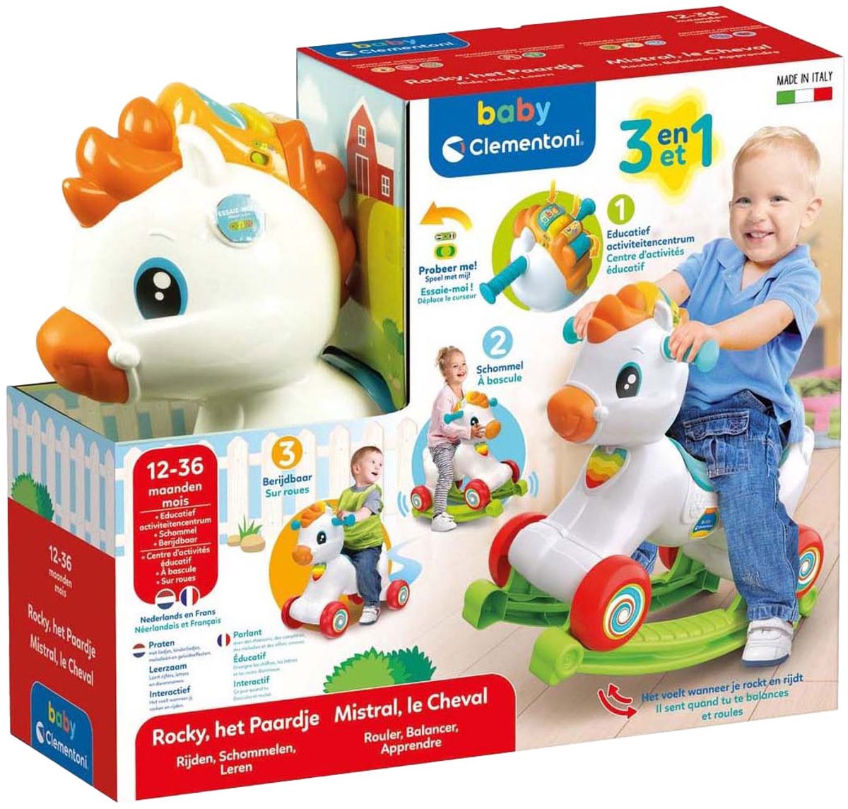 Clementoni - 3-in-1 hobbelpaard - Speelgoed Paard - Educatief speelgoed - Interactief Babyspeelgoed - Bereidbaar - 12 - 36 maanden — afbeelding 8