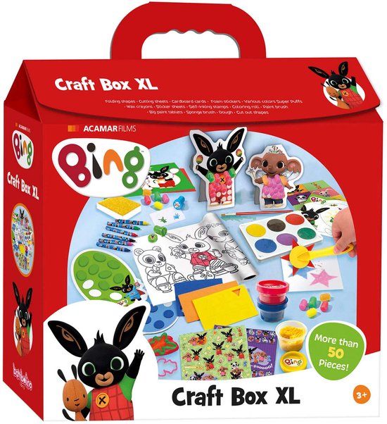 Bing XL Knutselkoffer, knutselpakket junior creatief speelgoed voor jongens en meisjes knutselen - vanaf 3 jaar - Bambolino Toys cadeautip kleuter - knutselbox