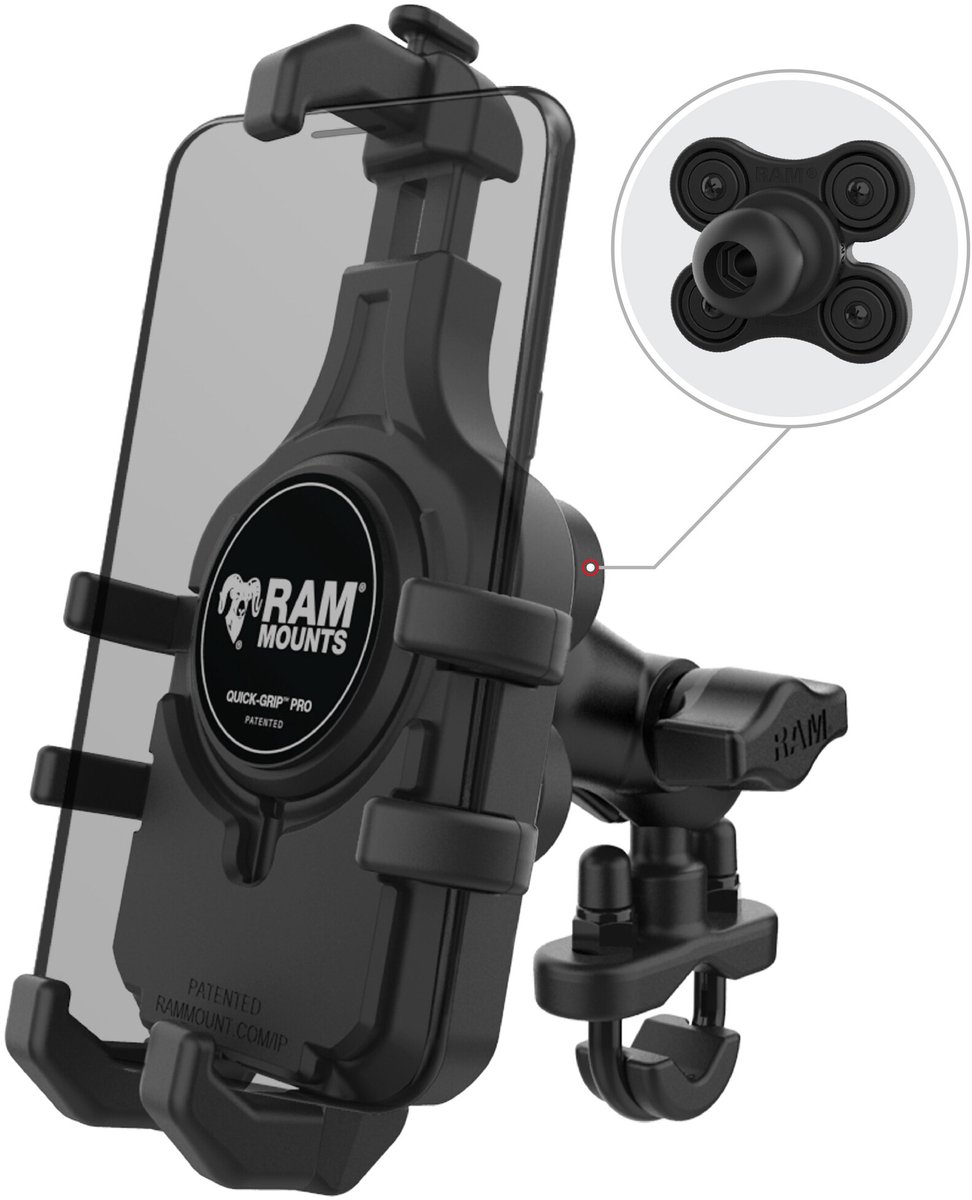 Quick-Grip™ Pro Telefoonbevestiging met Trillingsdemping + U-Bout Basis