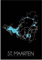 DesignClaud St. Maarten Plattegrond poster A4 + Fotolijst zwart