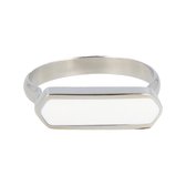 My Bendel - Dames ring zilver met wit - Mooie dames ring zilver met witte inleg - Uniek design - Met luxe cadeauverpakking