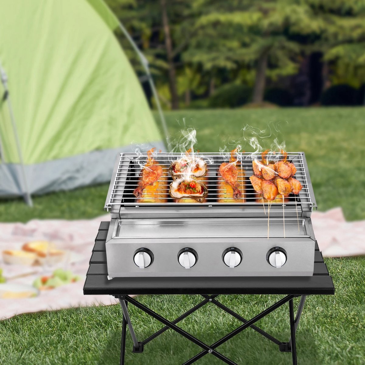 Gas bbq - buitenkeuken - RVS - Barbecue - barbeque - barbecues - gas - familie - eten gezelligheid – foto 3