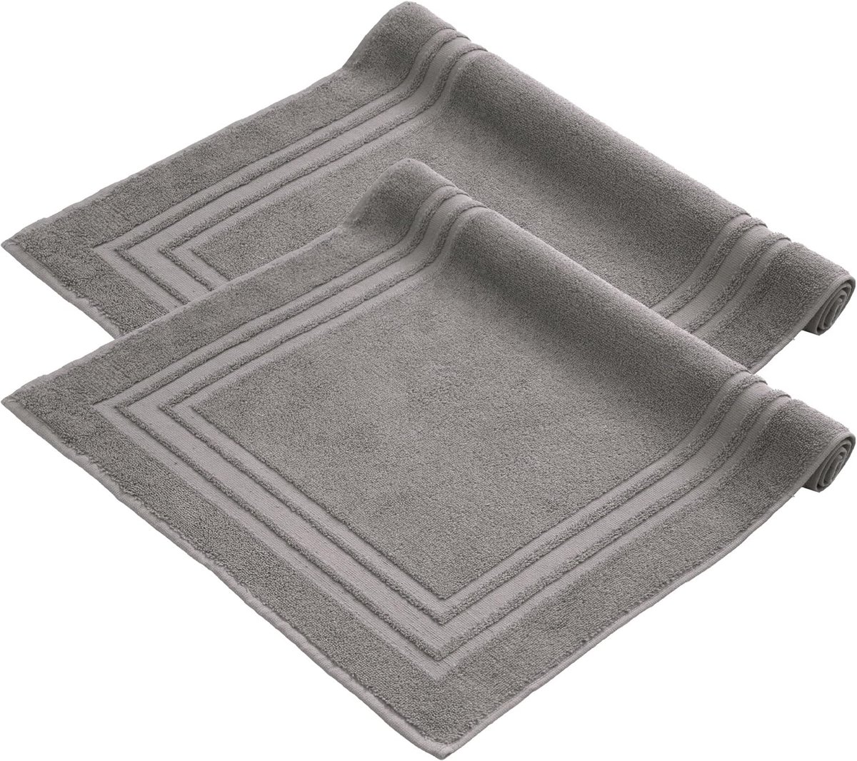 Badmat - Badkamermat 2 stuks - Zachte en Absorberende Douchemat - 50x70 cm - 100% Katoen - Antraciet