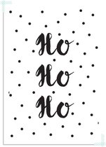 DesignClaud Ho ho ho - Kerst Poster - Tekst poster - Zwart Wit poster A2 + Fotolijst zwart
